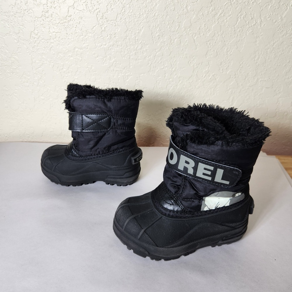 Sorel Toddler Flurry Snow Boots Black City Grey NC1877-010 Size 9